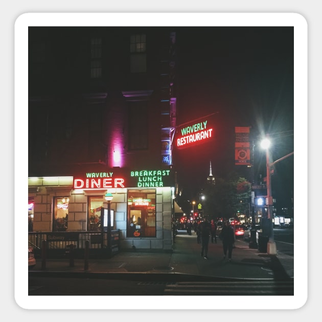 Waverly Diner Neon Night Sticker by offdutyplaces